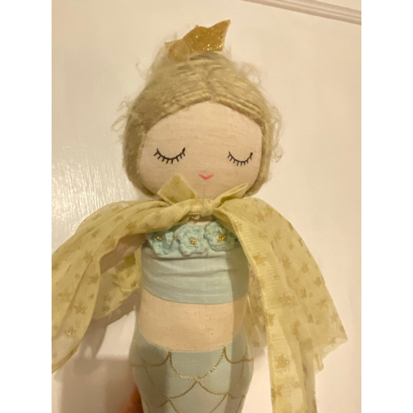 Handmade Mermaid Princess Foll Plush Soft Snuggler Lovie Toddler Toy Sturdy Boho - Picture 4 of 6